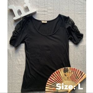 Simple black top w/Lace Sleeves